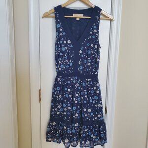 Michael Michael Kors navy blue floral dress v-neck sleeveless tank dress